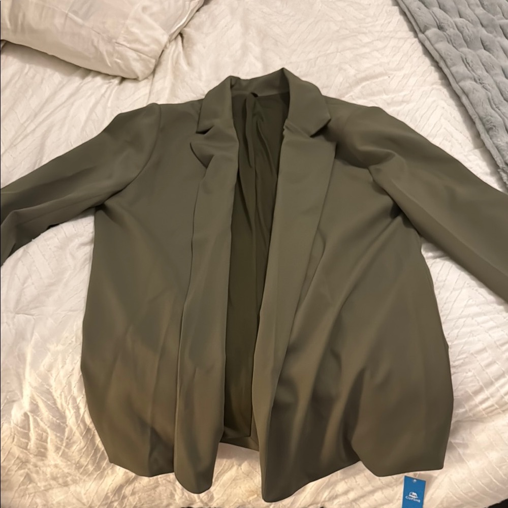 Cupshe Green Blazer Lightweight Open Front